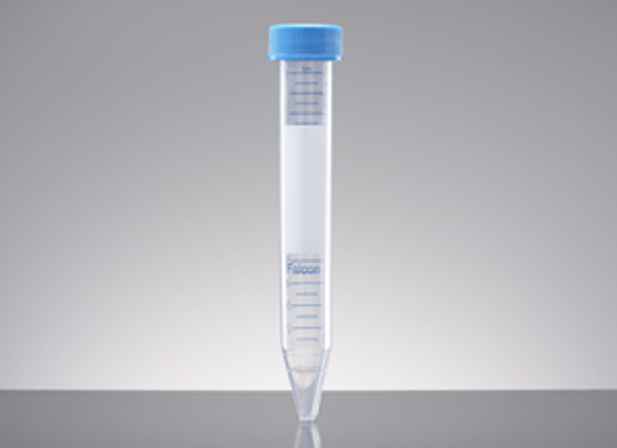 Falcon® 15 mL High Clarity PP Centrifuge Tube, Conical Bottom, with Dome Seal Screw Cap, Sterile, 50/Rack, 500/Case